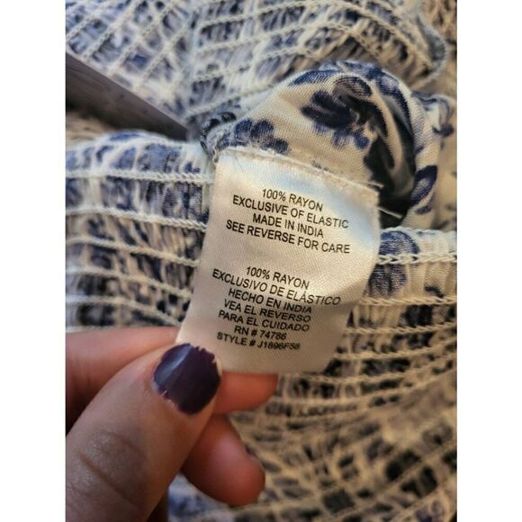 NWT Patrons of Peace Halter Jumpsuit Women's Small Printed Blue White Ikat Boho - Picture 4 of 4